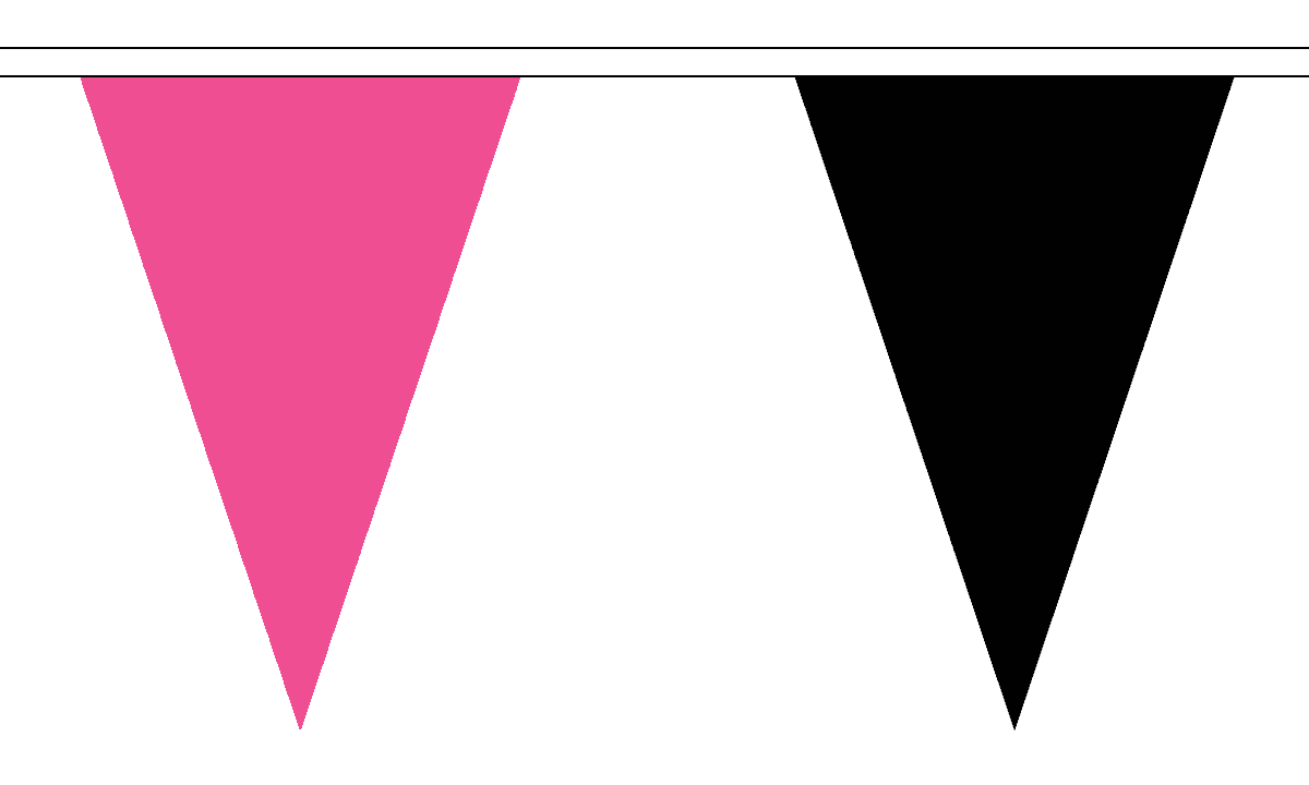 Wimpelkette pink und schwarz gedruckt aus Stoff | 50 Wimpel 20 x 30 cm 20 m lang - Bild 1