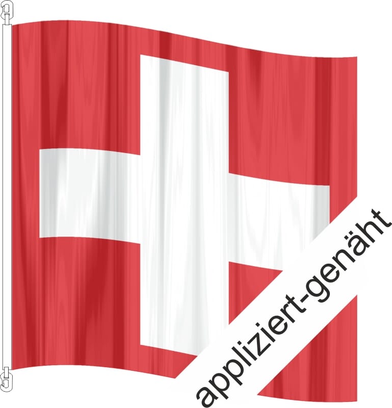 ⁂ Fahne Schweiz CH mit eingen&auml;hten / applizierten Kreuz | 120 x 120 cm - Bild 1