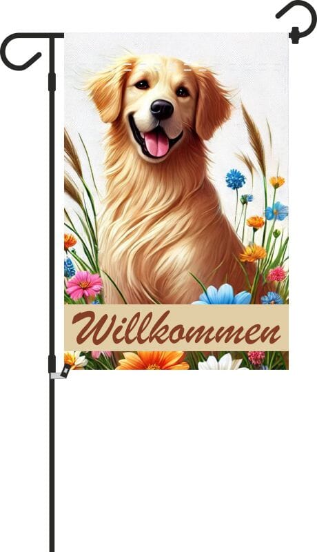 Gartenfahne Willkommen mit Hundemotiv | 30 x 45 cm - Bild 1
