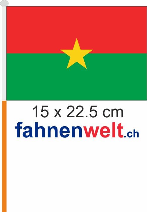 Burkina Faso Fahne / Flagge am Stab Pack &agrave; 4 St&uuml;ck | 15 x 22.5 cm - Bild 1