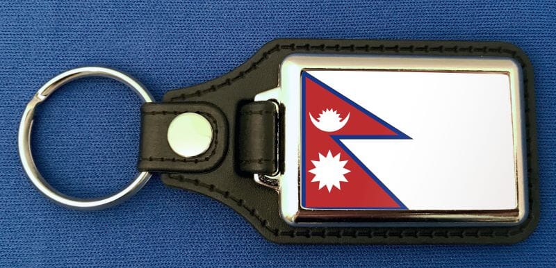 Nepal Schl&uuml;sselanh&auml;nger aus Metall und Kunstleder | ca. 95 X 37 mm - Bild 1