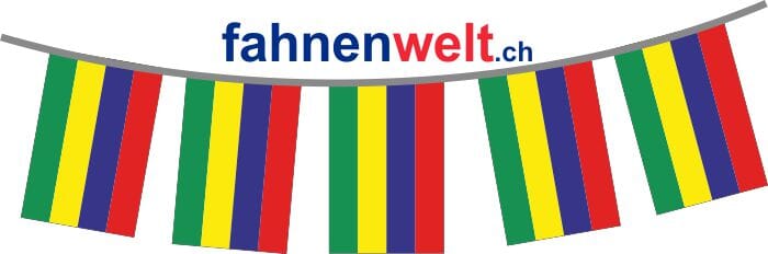 Fahnenkette Mauritius gedruckt aus Stoff | 30 Fahnen 15 x 22.5 cm 9 m lang - Bild 1