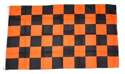 Fan-Fahne im Karo Design orange / schwarz | 90 x 150 cm - Bild 1