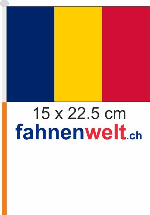 Tschad Fahne / Flagge am Stab Pack &agrave; 4 St&uuml;ck | 15 x 22.5 cm - Bild 1