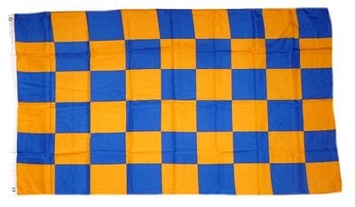 Fan-Fahne im Karo Design gelb / blau | 90 x 150 cm - Bild 1