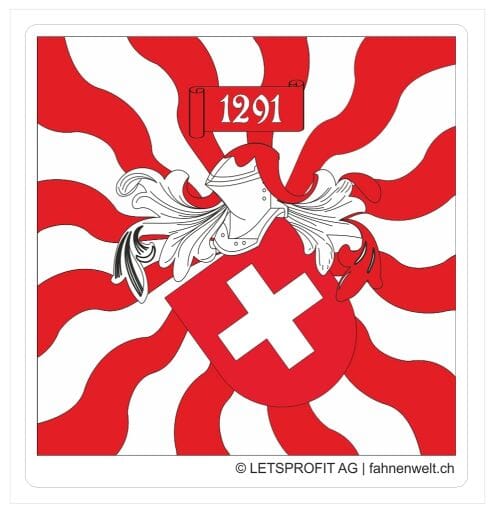 Schweiz Aufkleber geflammt | 7 x 7 cm - Bild 1