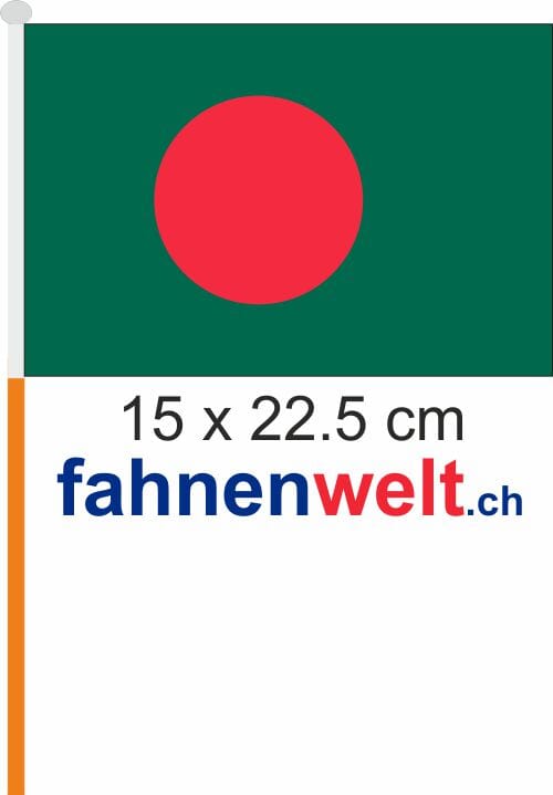 Bangladesch Fahne / Flagge am Stab Pack &agrave; 4 St&uuml;ck | 15 x 22.5 cm - Bild 1