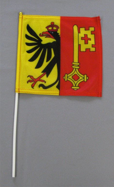 Fahne Genf am Stab Pack &agrave; 5 oder 15 St&uuml;ck | 20 x 20 cm | Stoff - Bild 1