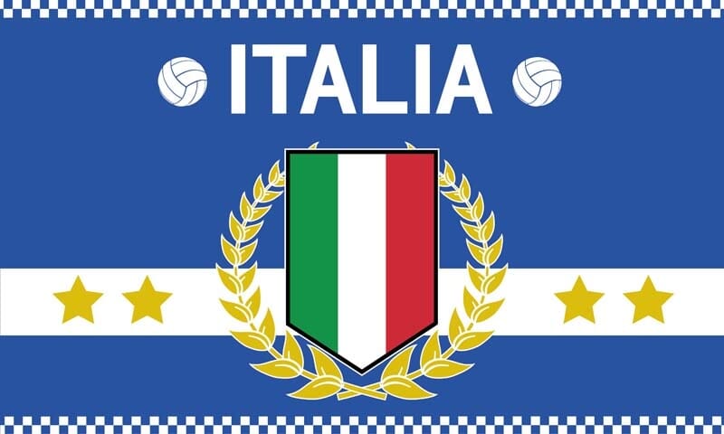Italien / Italia mit Lorbeerkranz und Sternen Fahne aus Stoff | 90 x 150 cm - Bild 1