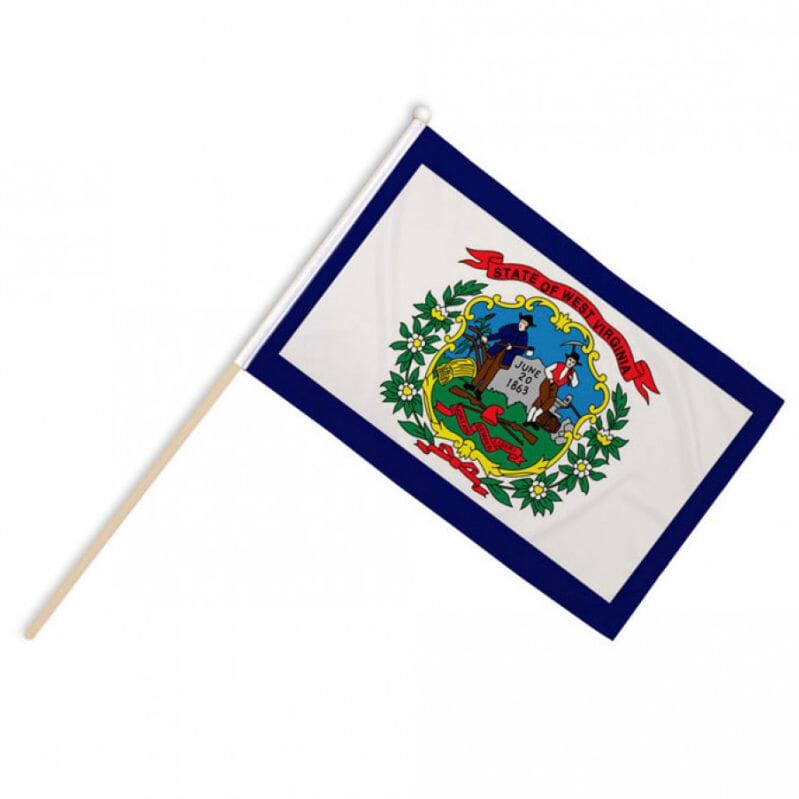 West Virginia Fahne / Flagge am Stab Pack &agrave; 4 St&uuml;ck | 15 x 22.5 cm - Bild 1