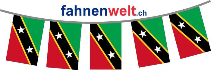 Fahnenkette St. Kitts u Nevis gedruckt aus Stoff | 30 Fahnen 15 x 22.5 cm 9 m lang - Bild 1