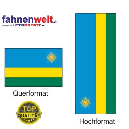 Ruanda Fahne aus Multi-Flag im Hoch- und Querformat | diverse Gr&ouml;ssen - Bild 1