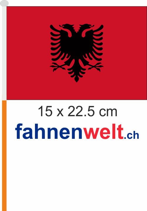 Albanien Fahne / Flagge am Stab Pack &agrave; 4 St&uuml;ck | 15 x 22.5 cm - Bild 1