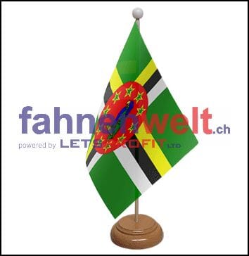 Dominica Tisch-Fahne aus Stoff mit Holzsockel | 22.5 x 15 cm - Bild 1