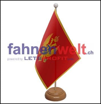 Montenegro Tisch-Fahne aus Stoff mit Holzsockel | 22.5 x 15 cm - Bild 1