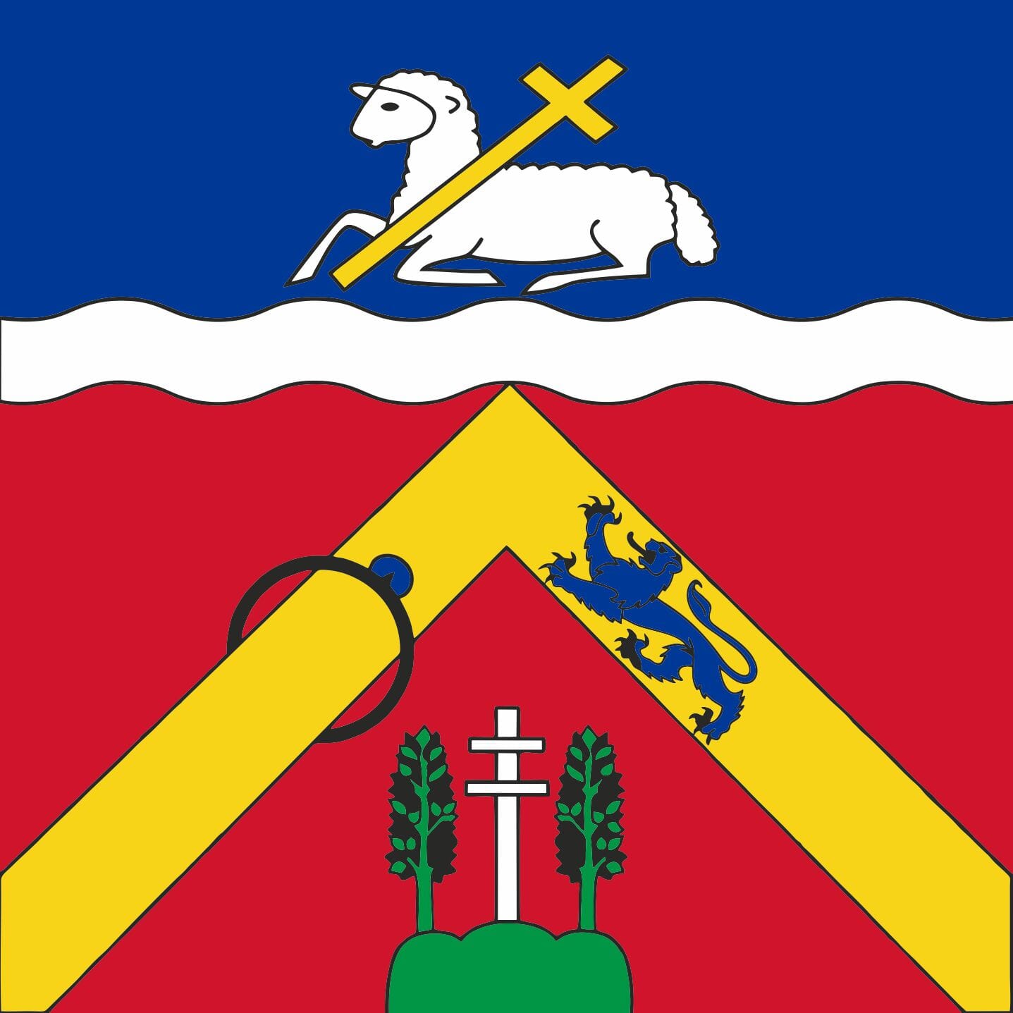 Fahne Gemeinde 1695 Le Gl&egrave;be Ehemalige Gemeinde (FR) | 30 x 30 cm und Gr&ouml;sser - Bild 1