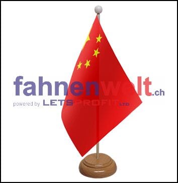 China Tisch-Fahne aus Stoff mit Holzsockel | 22.5 x 15 cm - Bild 1