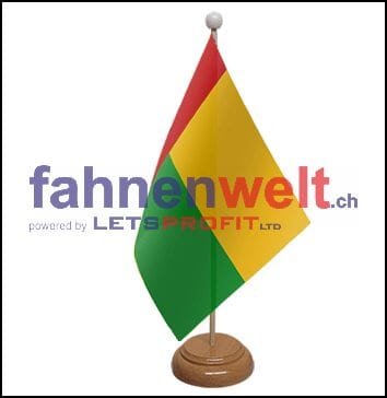 Guinea Bissau Tisch-Fahne aus Stoff mit Holzsockel | 22.5 x 15 cm - Bild 1