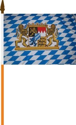 Bayern mit Wappen und L&ouml;wen Fahne am Stab gedruckt | 30 x 45 cm - Bild 1