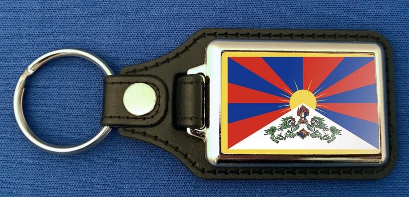 Tibet Schl&uuml;sselanh&auml;nger aus Metall und Kunstleder | ca. 95 X 37 mm - Bild 1