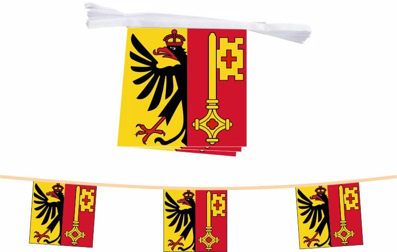 Fahnenkette Kanton Genf | 15 Fahnen 20 x 20 cm 5 m lang - Bild 1