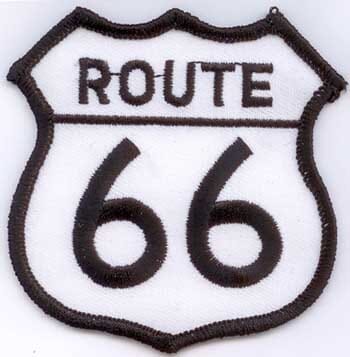 Patch Sticker zum aufb&uuml;geln Route 66 Hintergrund weiss | 7 x 7 cm - Bild 1