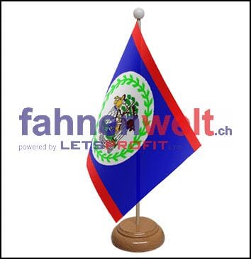 Belize Tisch-Fahne aus Stoff mit Holzsockel | 22.5 x 15 cm - Bild 1