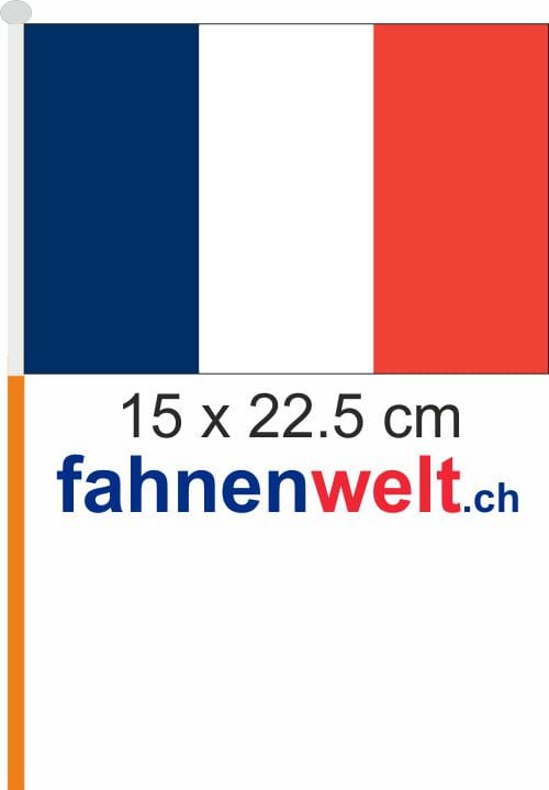 52978, Frankreich Fahne / Flagge am Stab Pack à 4 Stück | 15 x 22.5 cm