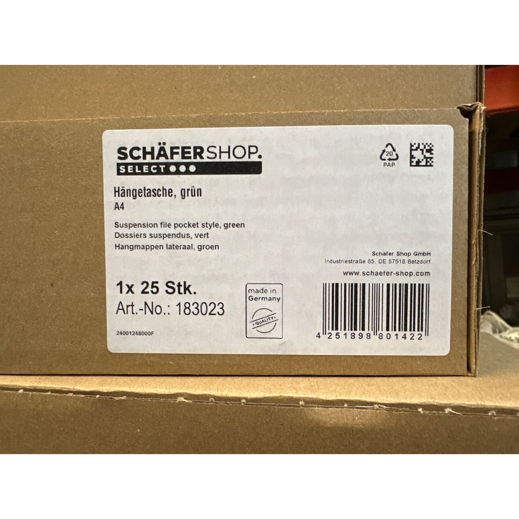 25 neue Hängeregister, A4, seitliche Leinenfrösche, grün