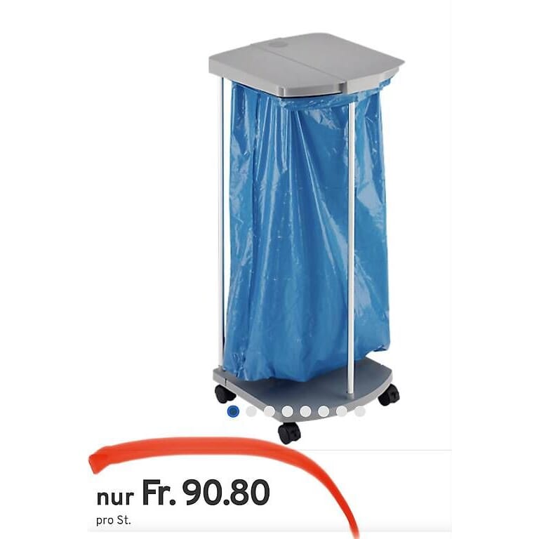 neues Abfallsystem WS 120 mit Rollen, 1-fach
