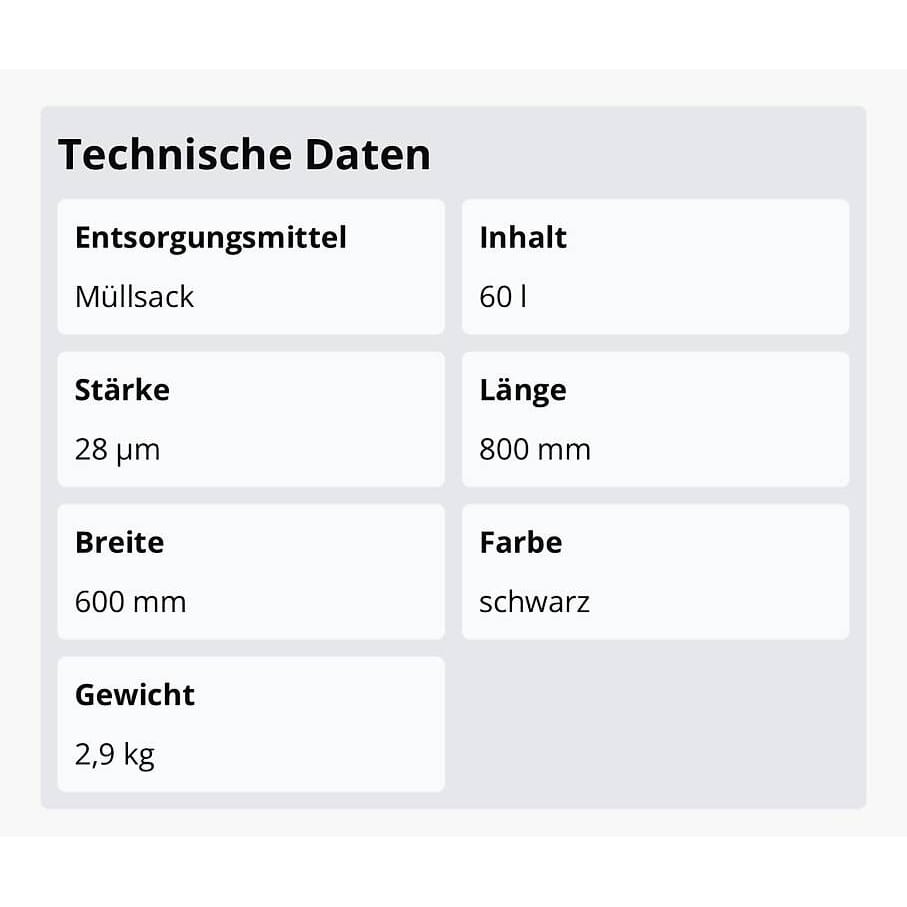 Müllsack mit Verschlussband, 60 l, schwarz, 100 Stk.