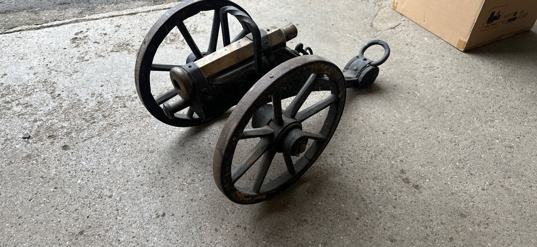 Review Antike Kanone, Sammlerstueck aus Holz/Messing 47h83xh42cm