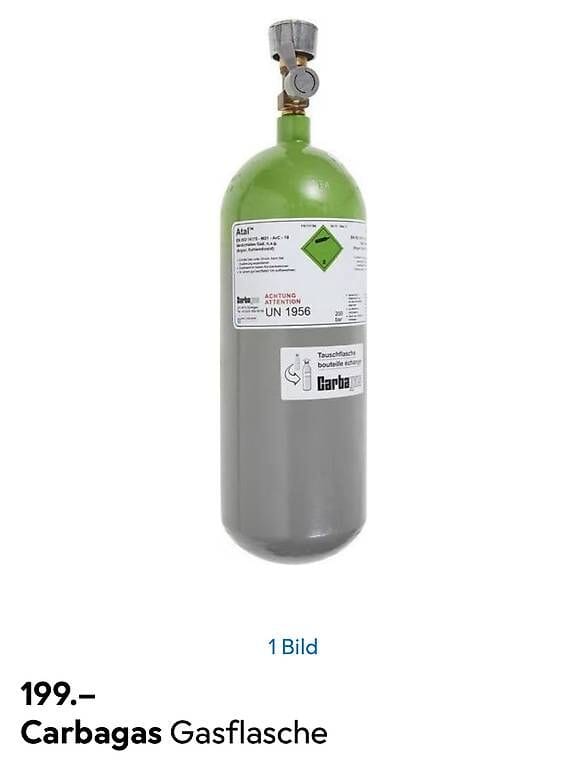Review neue OVP Carbagas Gasflasche statt 199.- jetzt 99.-