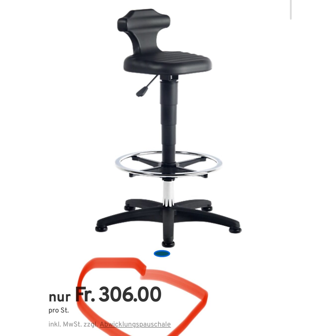 neuer Sitz-/Stehstuhl mit Gleiter und Fussring.