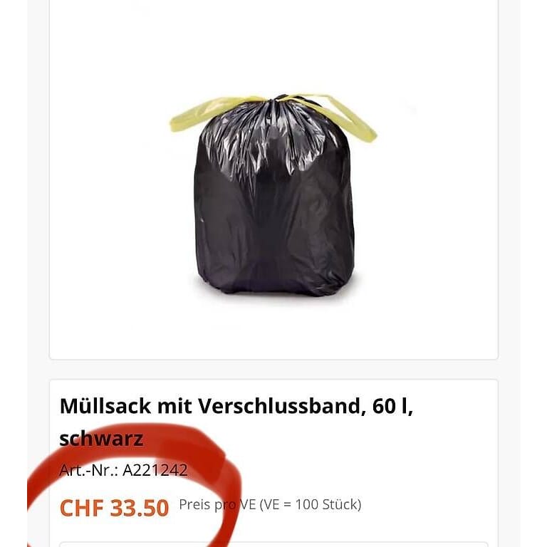Müllsack mit Verschlussband, 60 l, schwarz, 100 Stk.