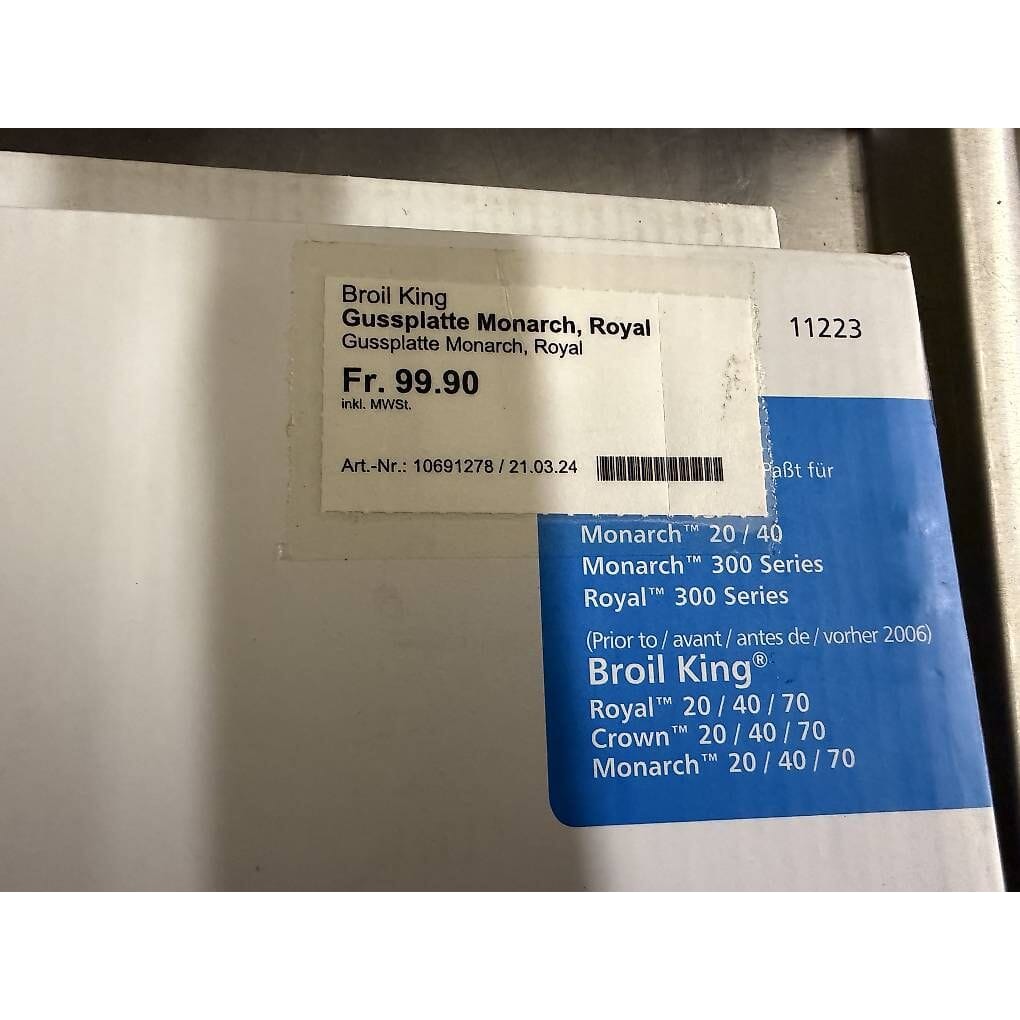 neue Broil King Grillplatte / Gussplatte Monarch / Royal