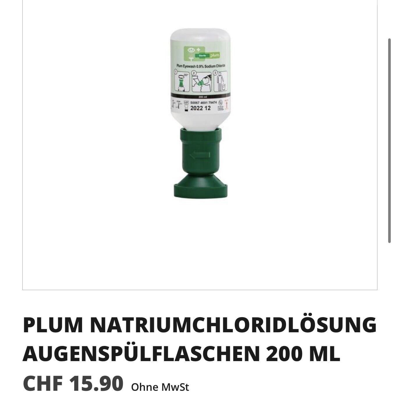 PLUM NATRIUMCHLORIDLÖSUNG AUGENSPÜLFLASCHEN 200 ML