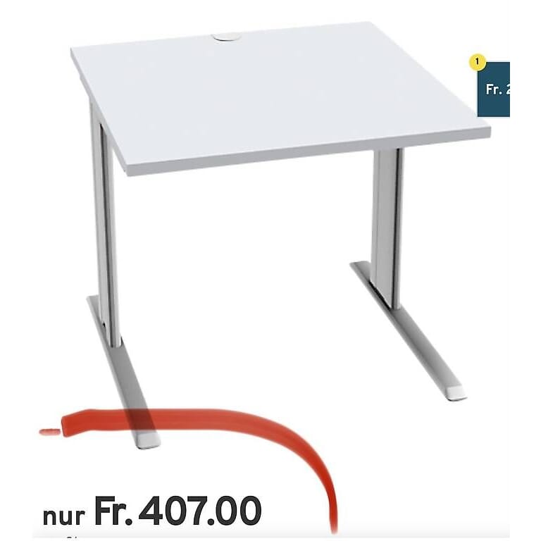 neuer Tisch Quadrat, C-Fuss, B 800 x T 800 x H 717 mm