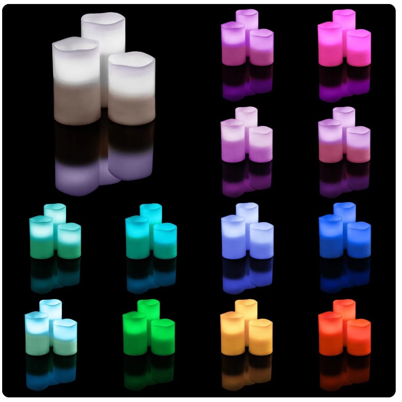 Set aus 3 LED-Kerzen Echtwachskerzen in abgestufter Höhe