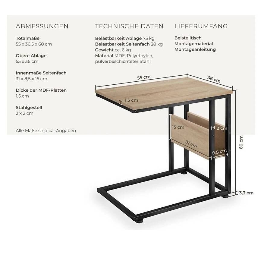 neuer Beistelltisch 55 x 36,5 x 60 cm