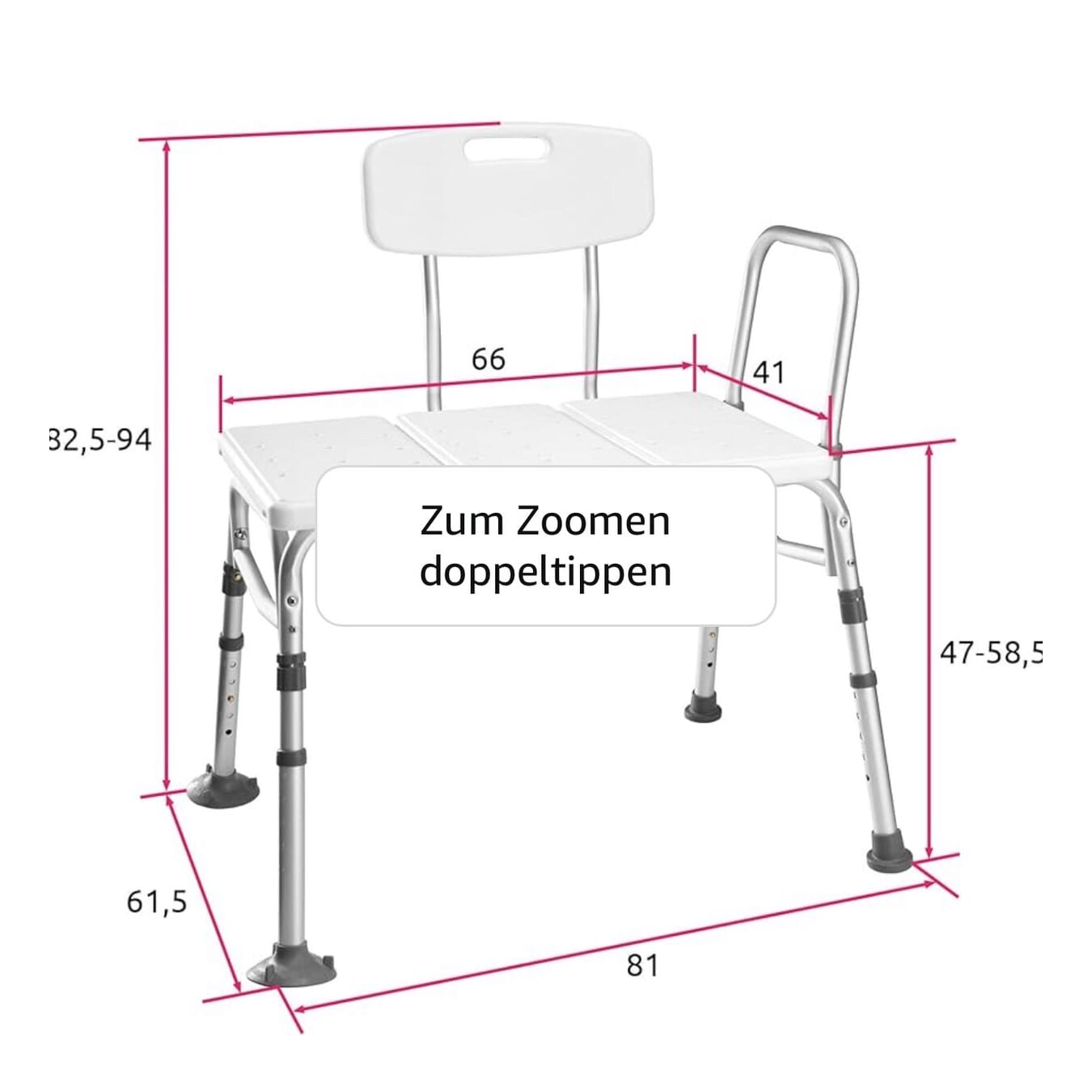 neue Duschbank mit Rücken- und Armlehne