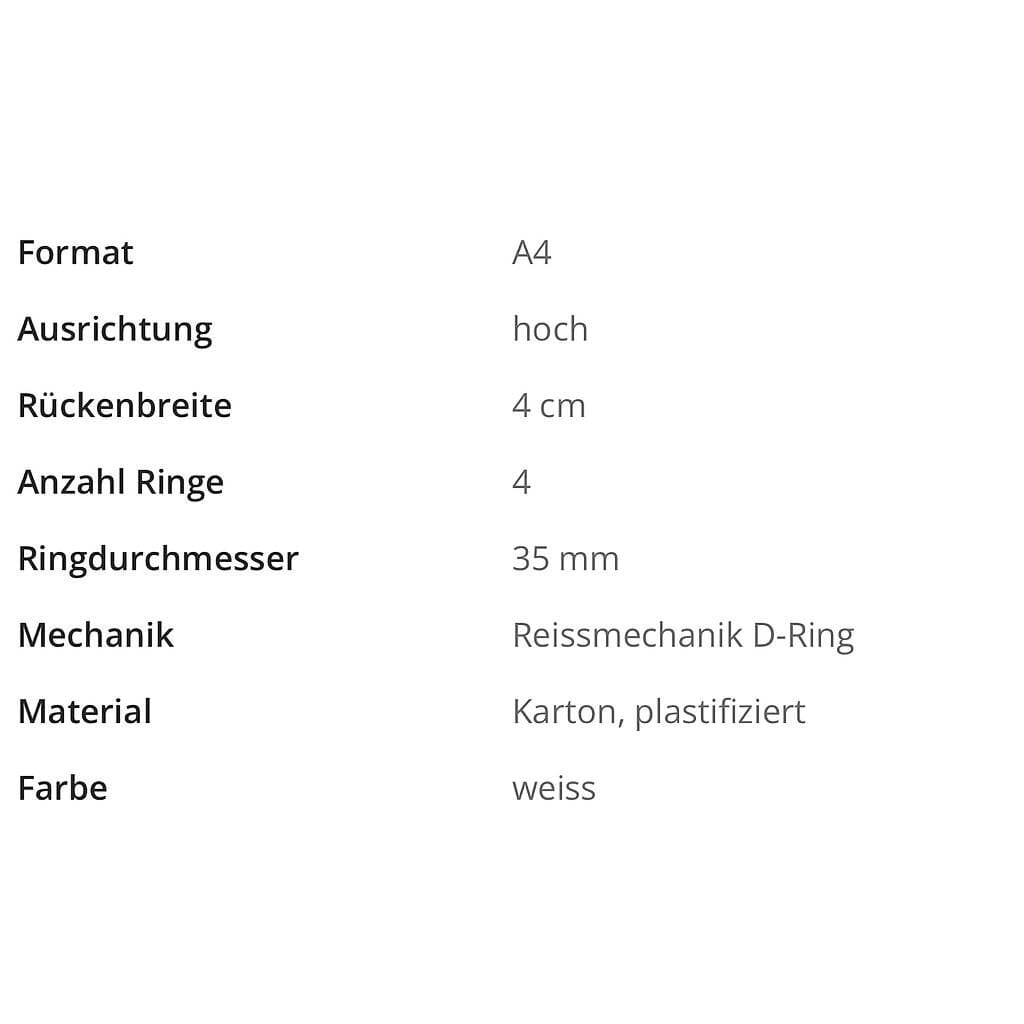 5 Biella Ringbuch Dinor-Quatro 4-Ring A4 4cm Weiss