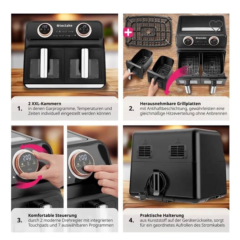 neue Heissluft-Fritteuse bzw. Air Fryer, schwarz,  je 4L