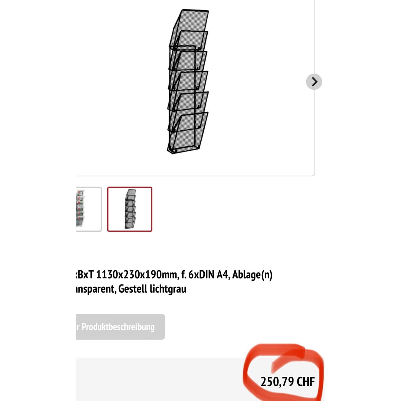 neuer Wandprospekthalter für DIN A4, 6 Ablagen, Gestell