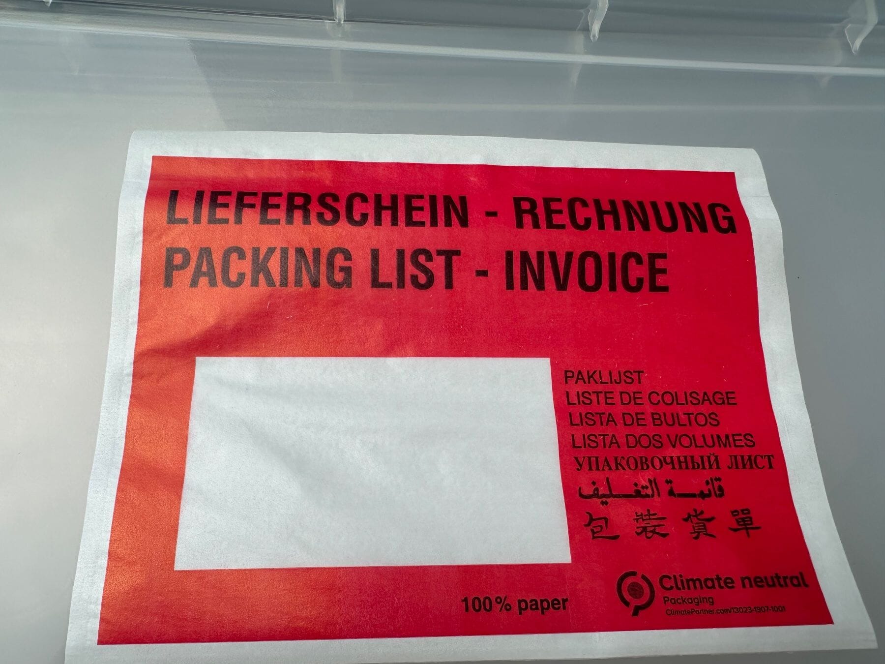 Review Lieferscheintaschen, Fenster links, 17.5x13.5cm, selbstklebend