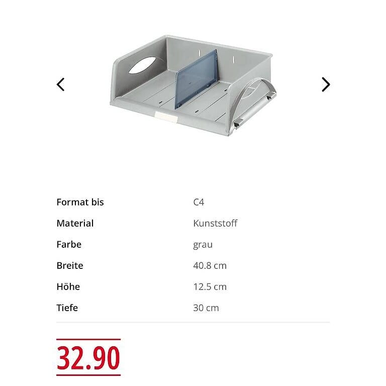 4 Stk. neue LEITZ Ablagekorb Sorty, A4/C4 quer, grau
