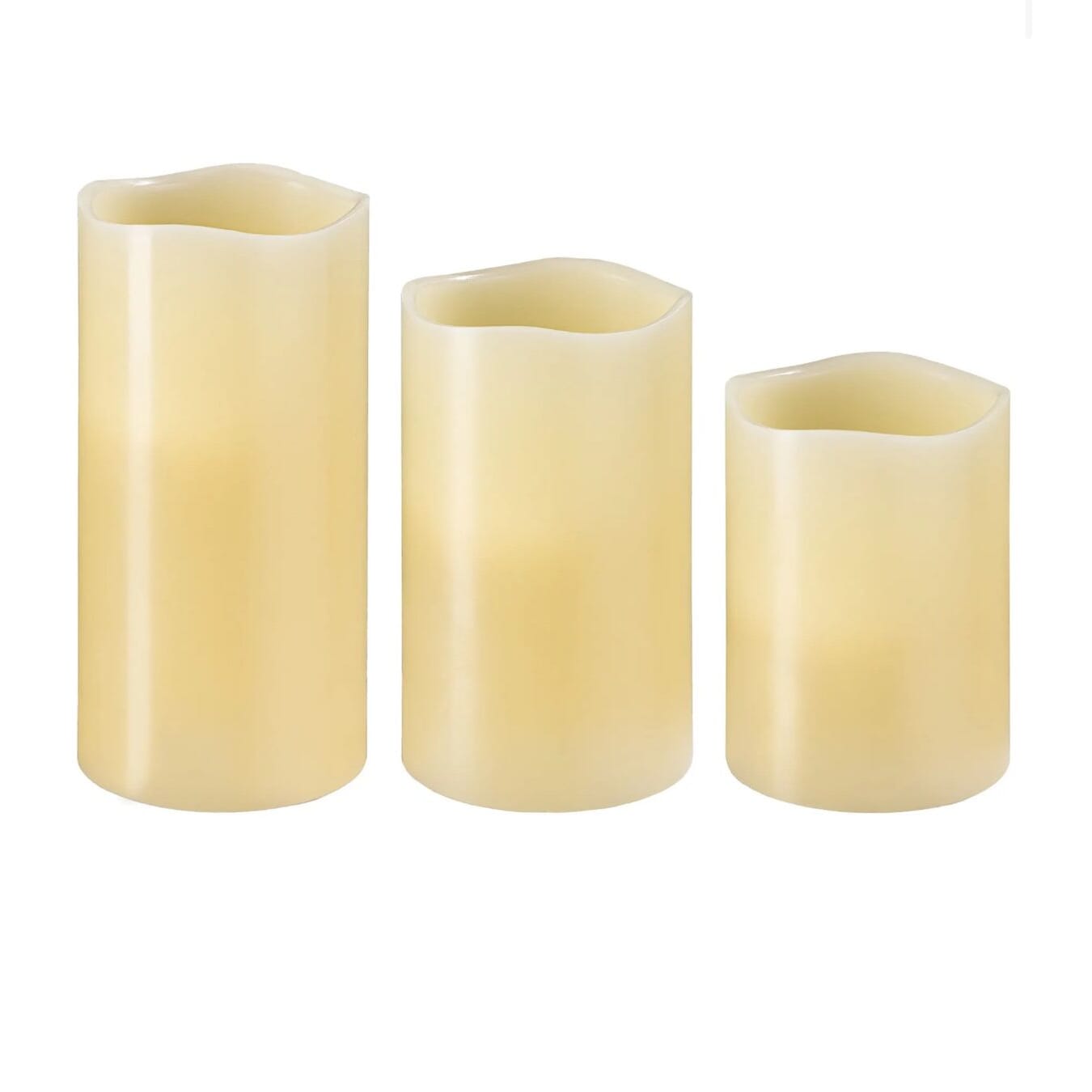 Set aus 3 LED-Kerzen Echtwachskerzen in abgestufter Höhe
