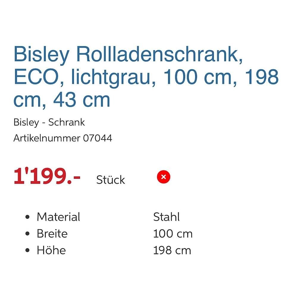 neuer Bisley Rollladenschrank mit Transportschaden