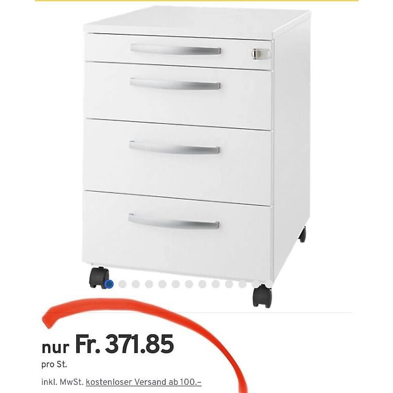 neuer 3er Rollcontainer B 432 x T 580 x H 595 mm, weiss