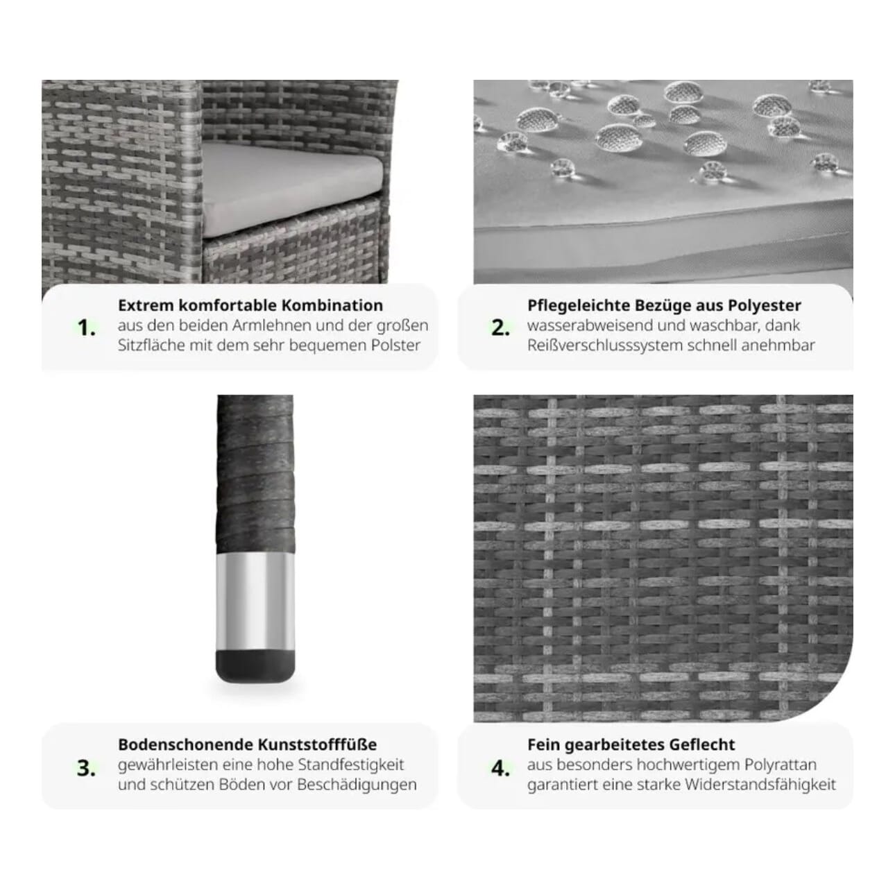 neuer Rattanstuhl grau/hellgrau inkl Sitzkissen